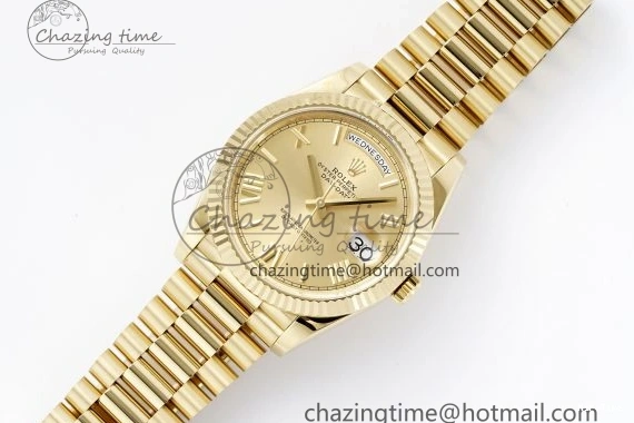 MiroTime 0505 Comfortable DayDate 40 YG JDF Gain Weight 904L Steel YG Dial Roman Markers on President Bracelet A2836 V 1821